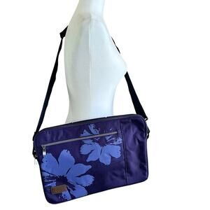 Golla Costa Blue Purple Floral Laptop Swing Sleeve Messenger Bag (T)